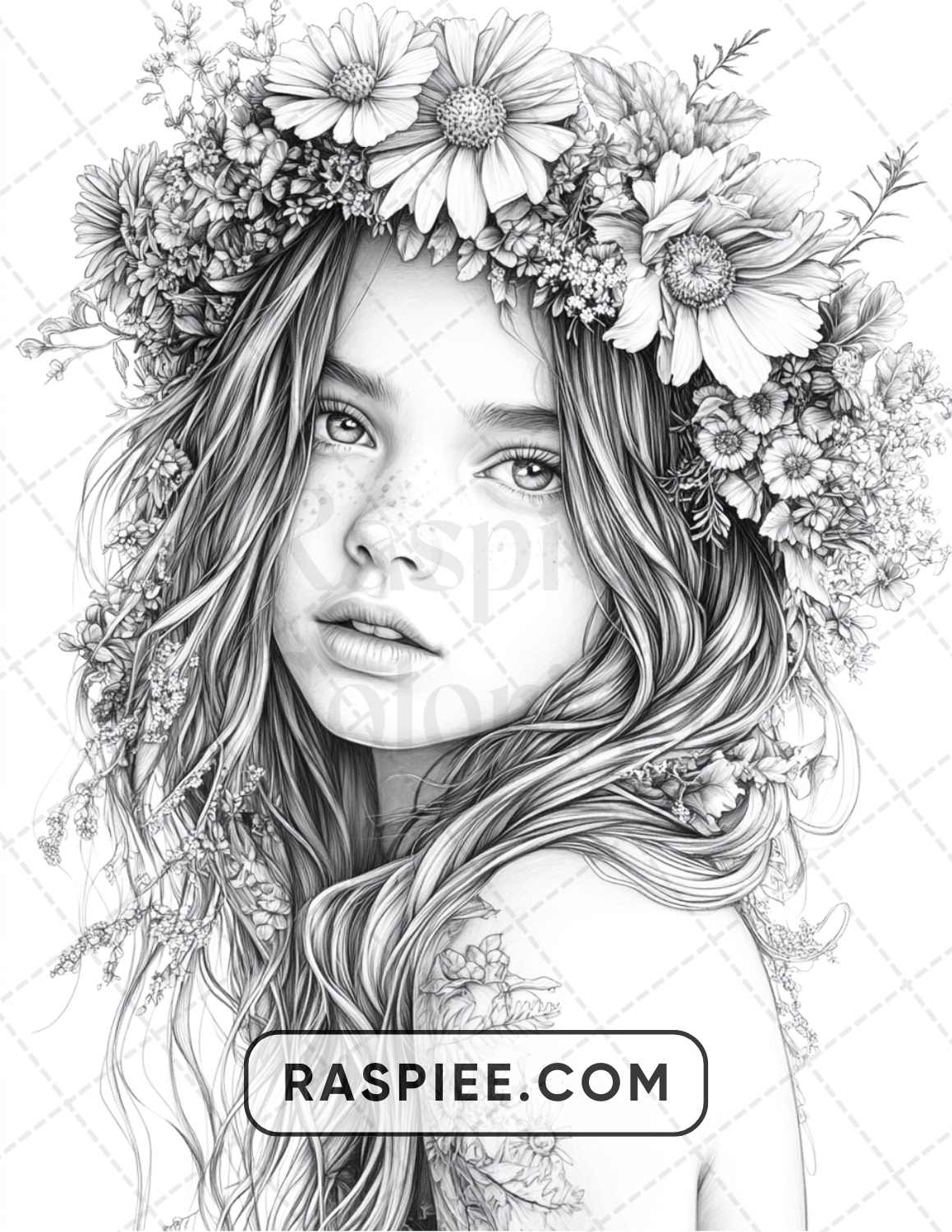 88 Bohemian Little Girls Portrait Adult Coloring Pages