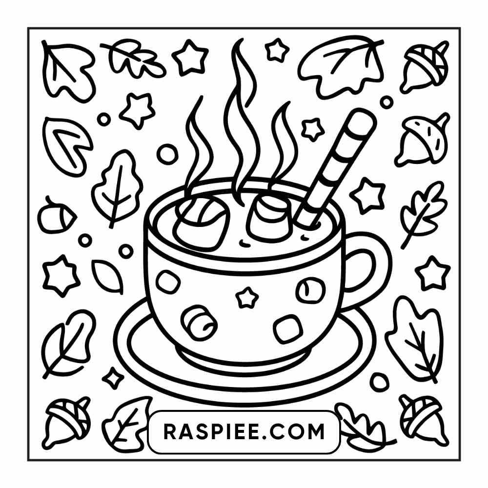 114 Cozy Autumn Bold & Easy Coloring Pages PDF Printable Instant Download - RASPIEE