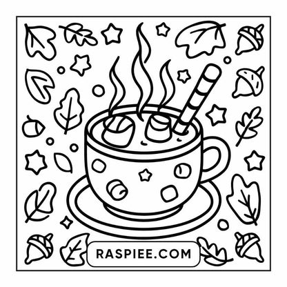 114 Cozy Autumn Bold & Easy Coloring Pages PDF Printable Instant Download - RASPIEE