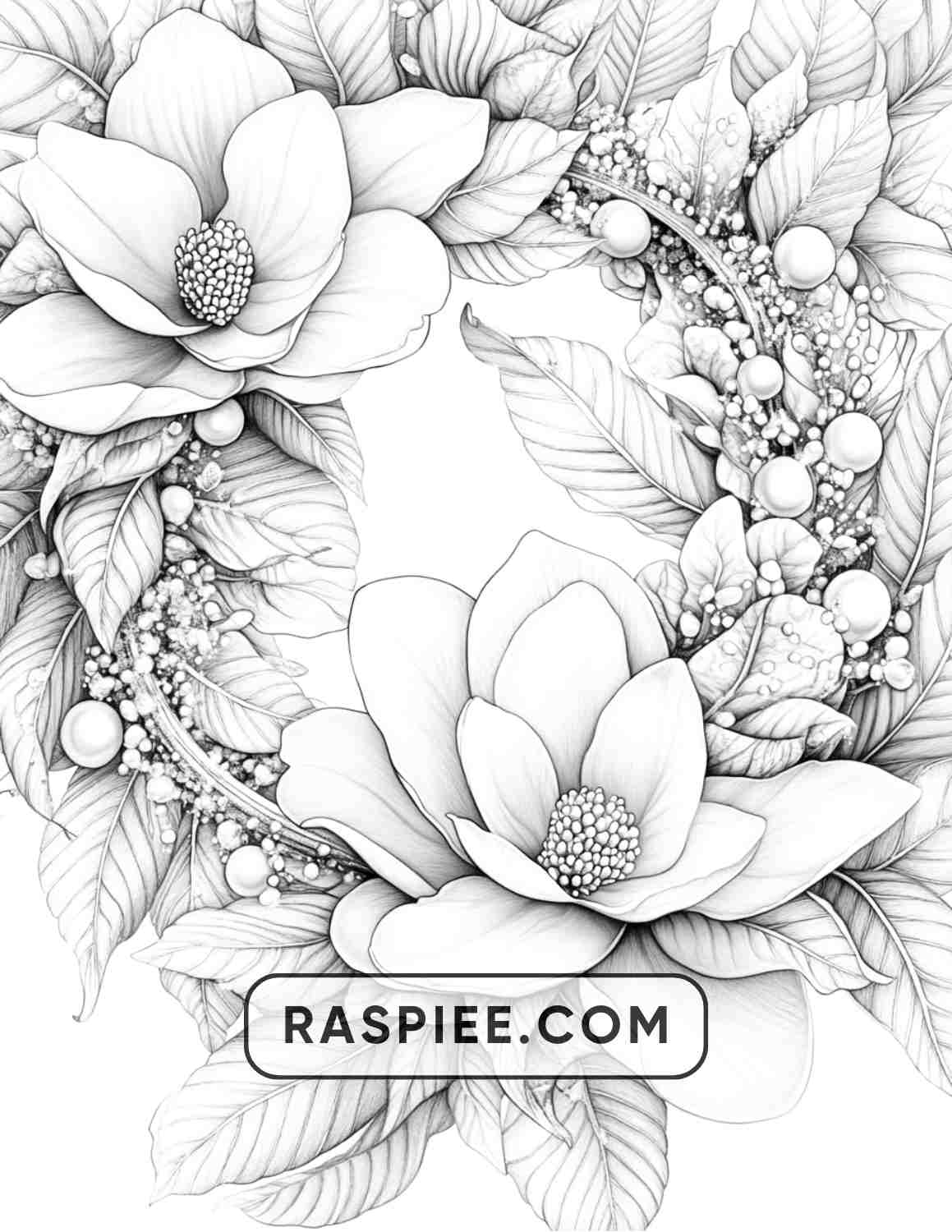 72 Christmas Wreaths Adult Coloring Pages - RASPIEE