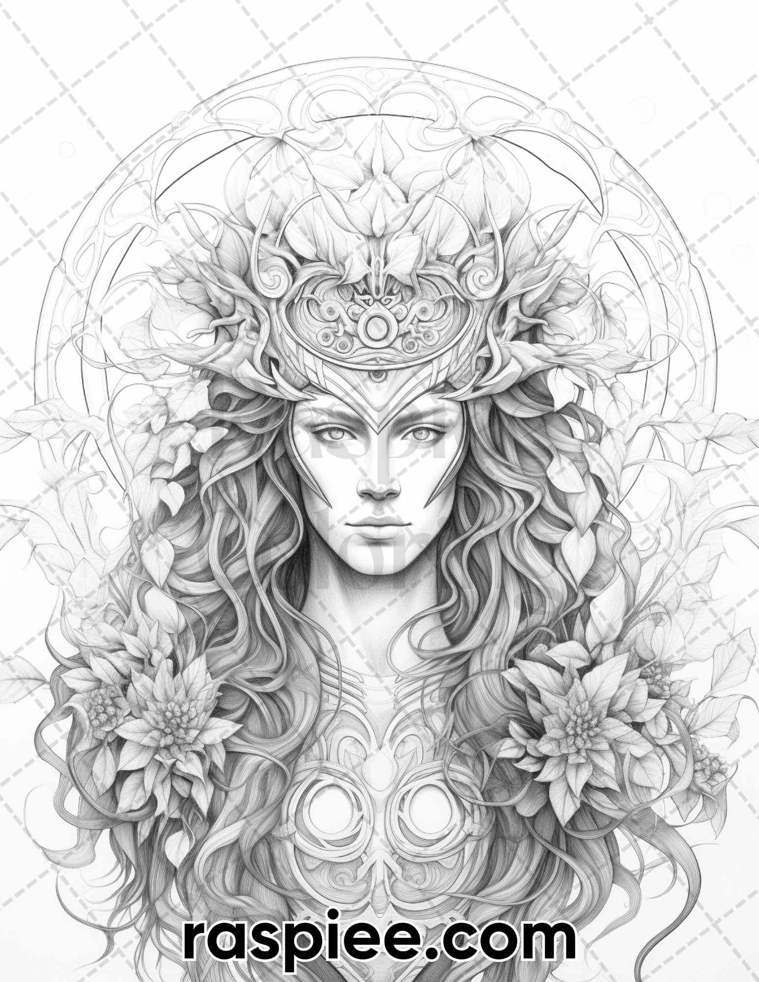 Adult Coloring Page of Grayscale Hades and Persephone. PDF, Printable,  Digital Download. 