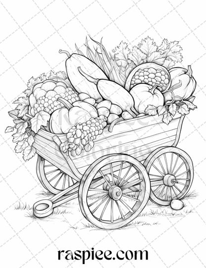 Autumn Vibes Grayscale Coloring Pages Printable for Adults, PDF File Instant Download - raspiee