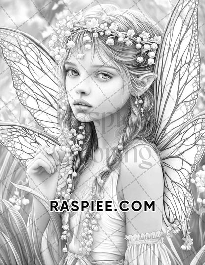 Fairy Beauties Portrait Adult Coloring Pages Printable PDF Instant Download