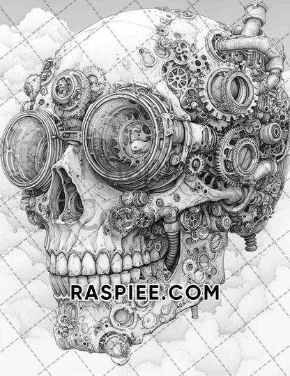 Steampunk Halloween Adult Coloring Pages Printable PDF Instant Download