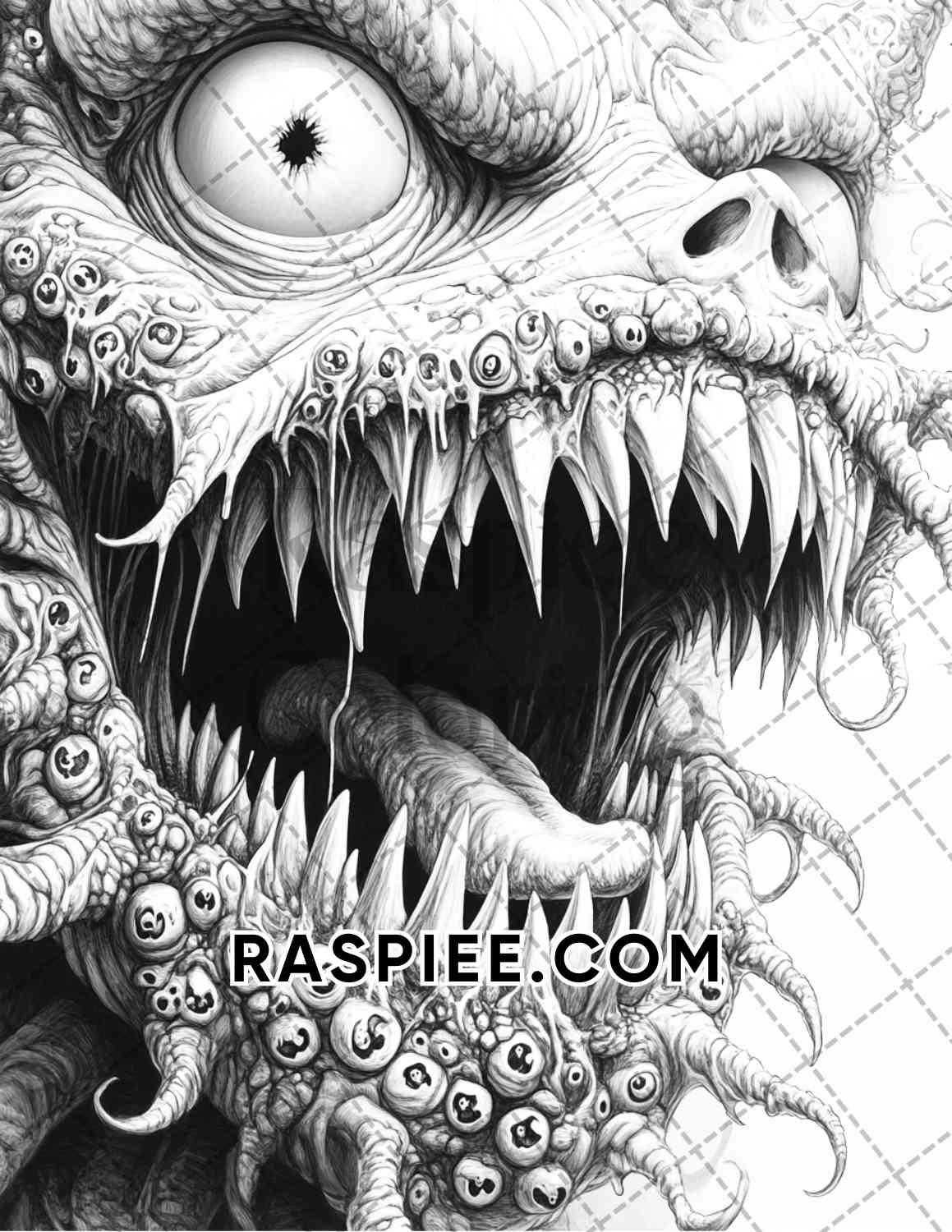 scary monsters coloring pages Horror Demons Halloween Adult Coloring Pages Printable PDF Instant Download