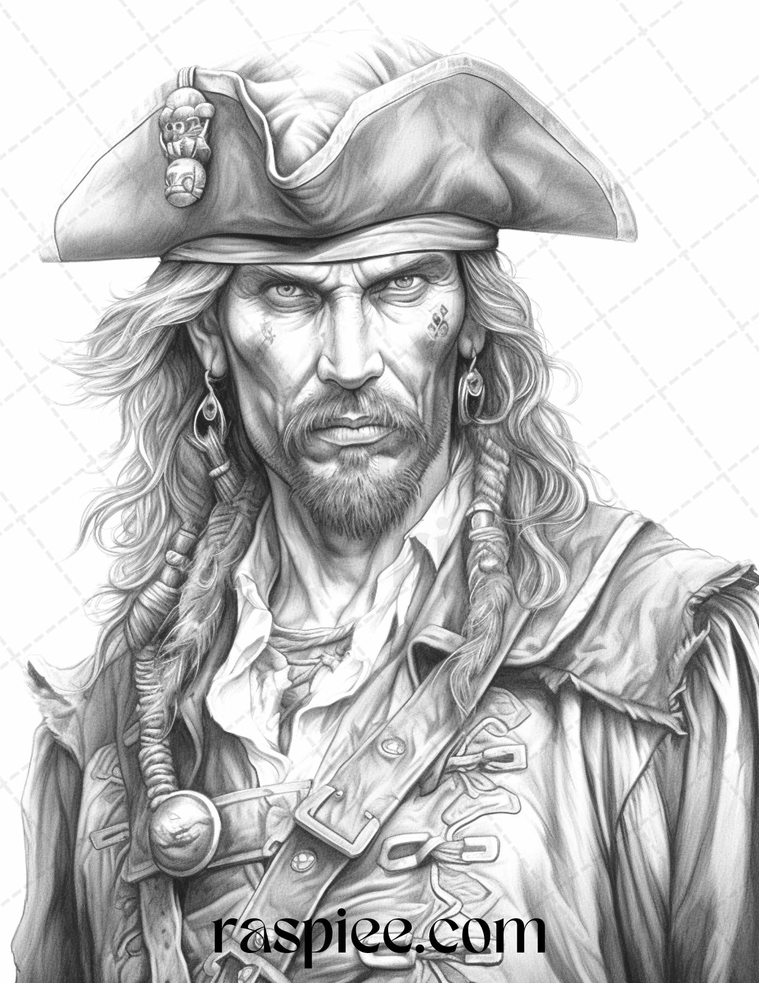 60 Pirate Life Grayscale Coloring Pages Printable for Adults, Stress Relief Coloring, PDF File Instant Download - Raspiee Coloring
