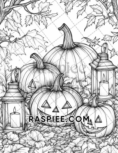 Autumn Charm Adult Coloring Pages Printable PDF Instant Download - RASPIEE