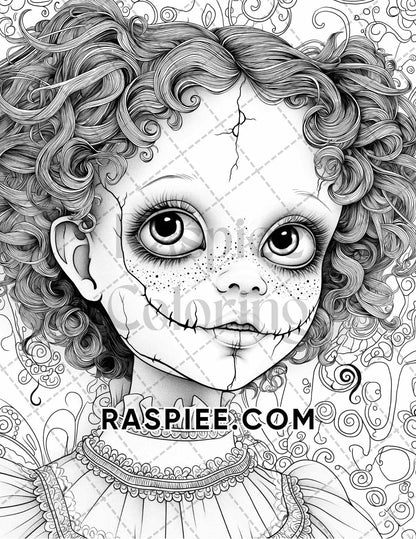 50 Spooky Monsters Halloween Adult Coloring Pages Printable PDF Instant Download - RASPIEE