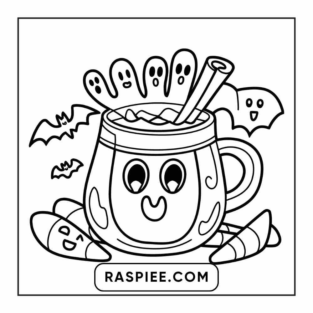 100 Bold Easy Spooky Food & Drinks Coloring Pages Printable PDF Instant Download - RASPIEE