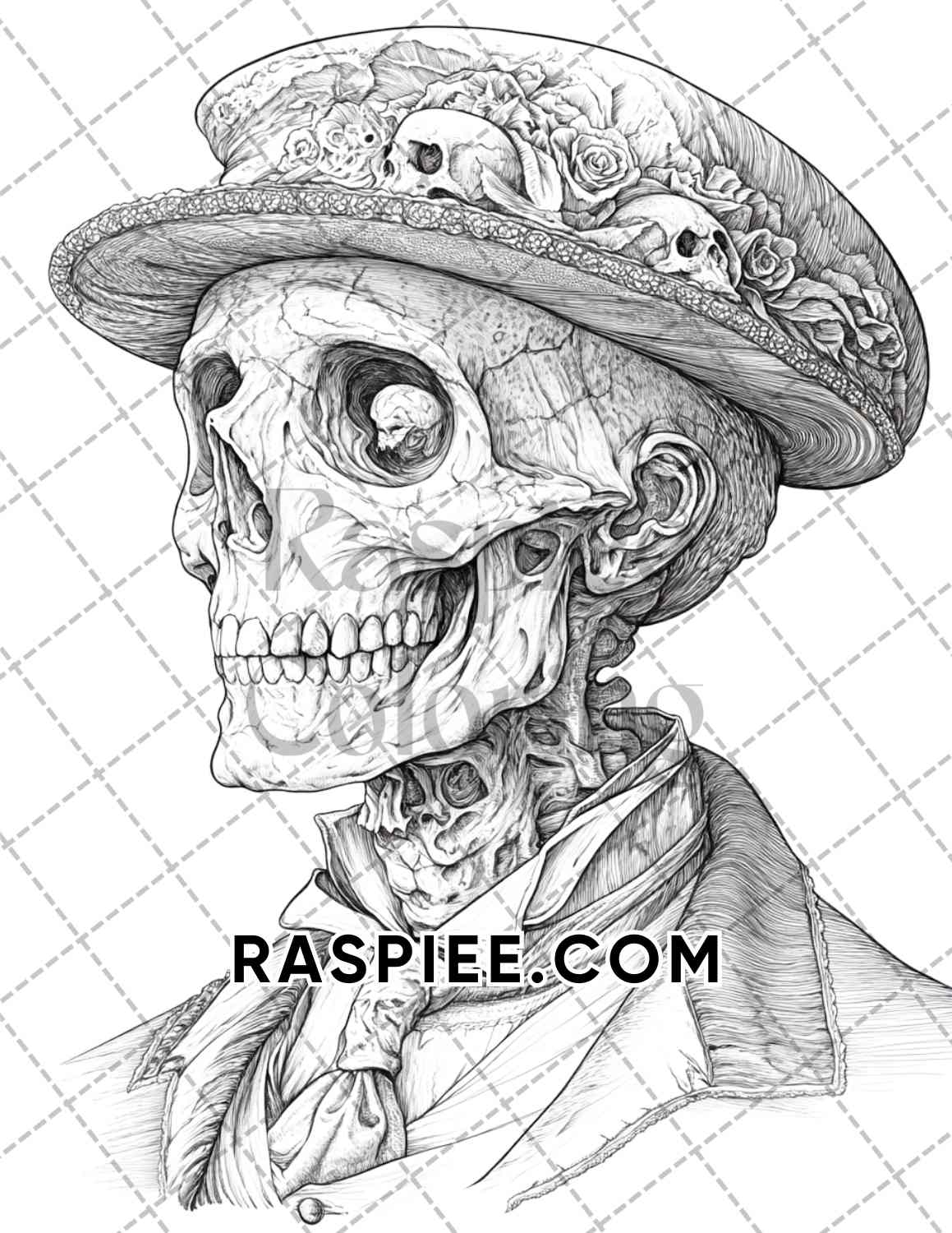 Victorian Zombies Halloween Adult Coloring Pages Printable PDF