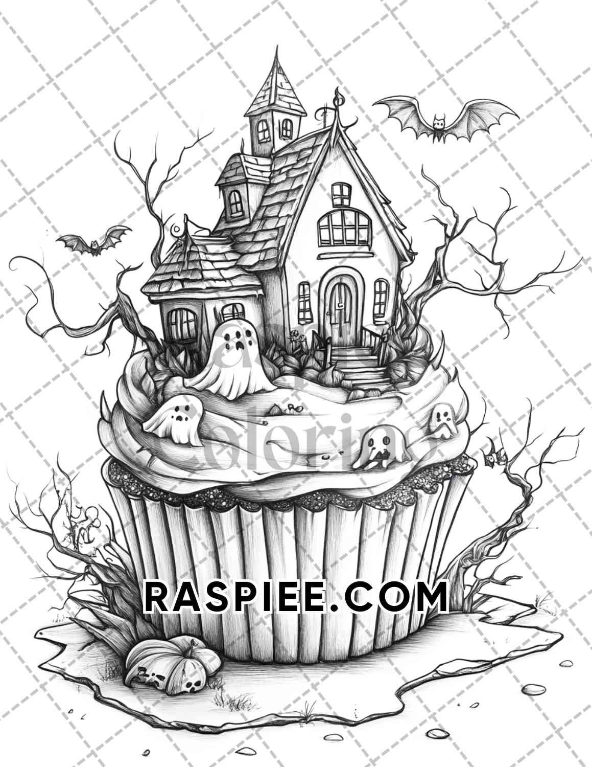 Spooky Desserts Halloween Adult Coloring Pages Printable PDF