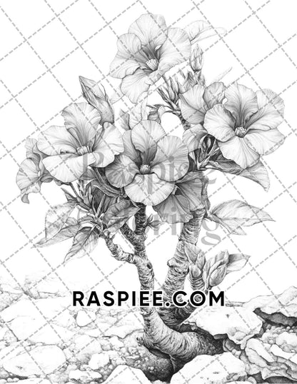 Succulent Blossoms Adult Coloring Pages Printable PDF Instant Download