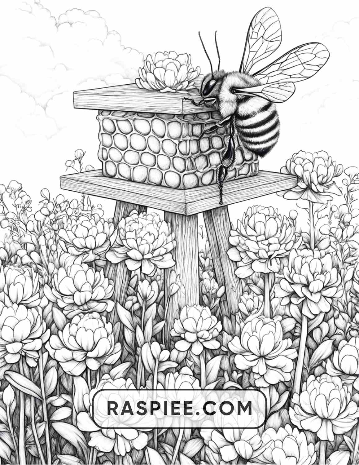 Insects and Flowers Adult Coloring Pages - RASPIEE