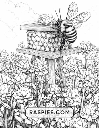 Insects and Flowers Adult Coloring Pages - RASPIEE