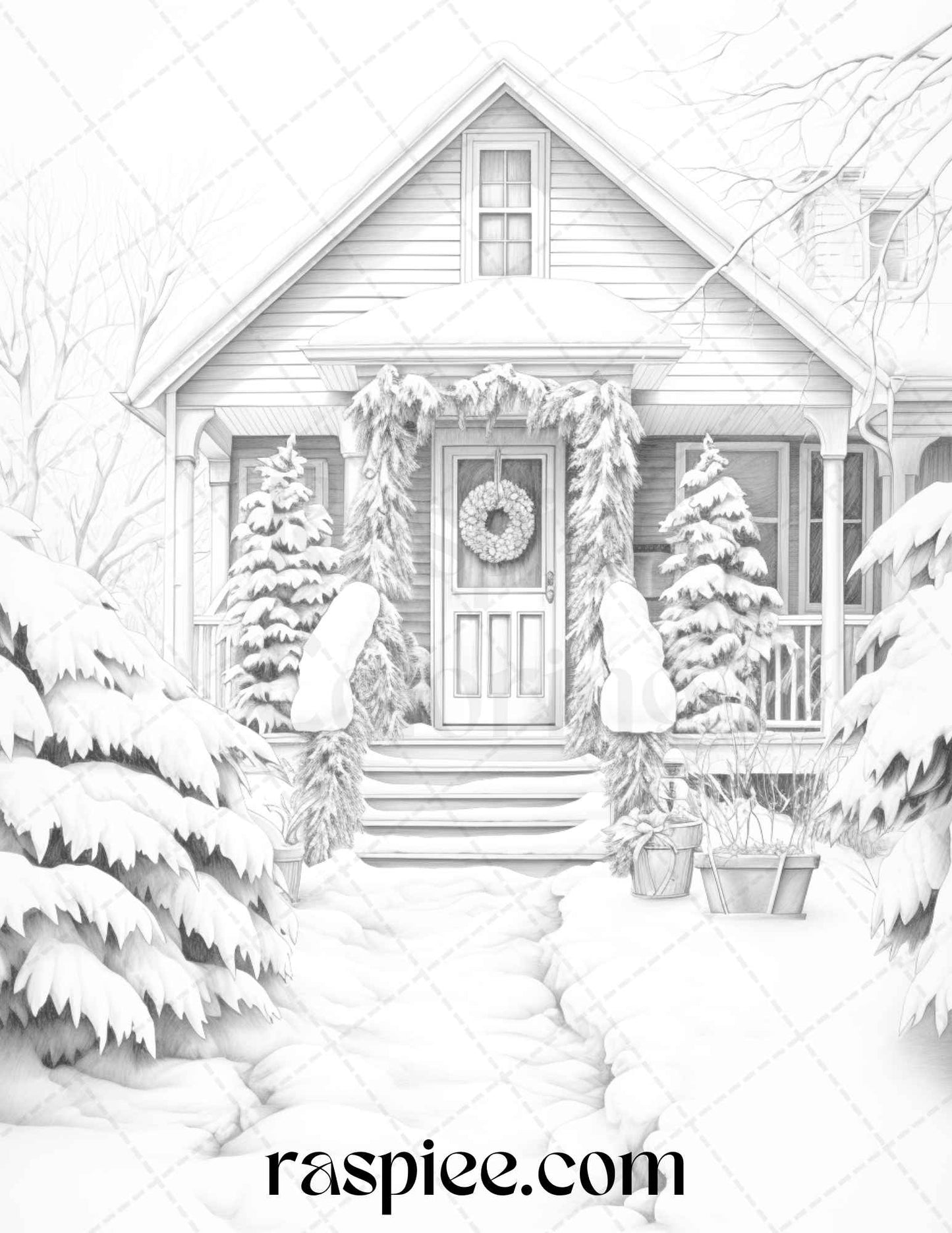 90 Merry Christmas Grayscale Coloring Pages Printable for Adults, PDF File Instant Download - Raspiee Coloring
