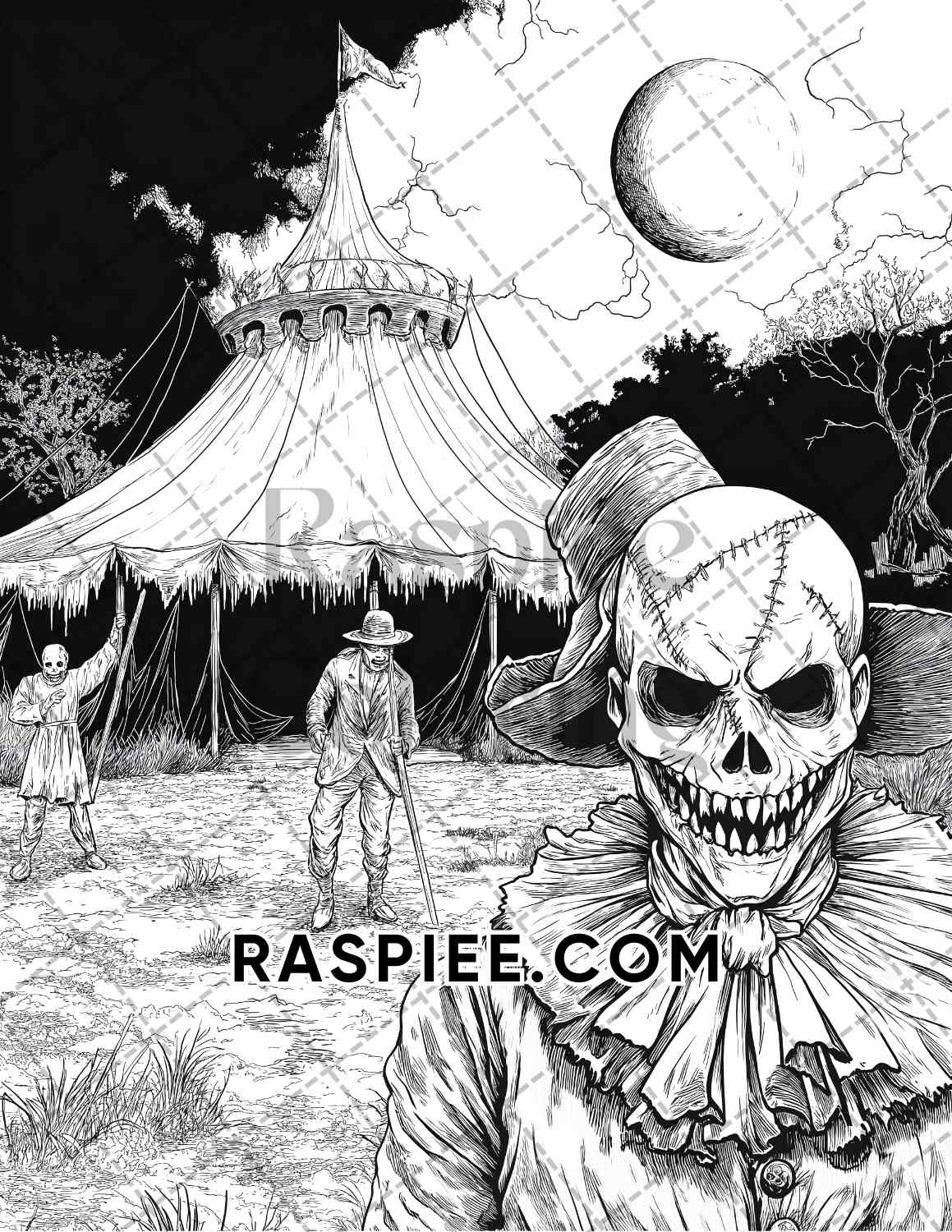 Scary Zombies Halloween Adult Coloring Pages Printable PDF Instant Download