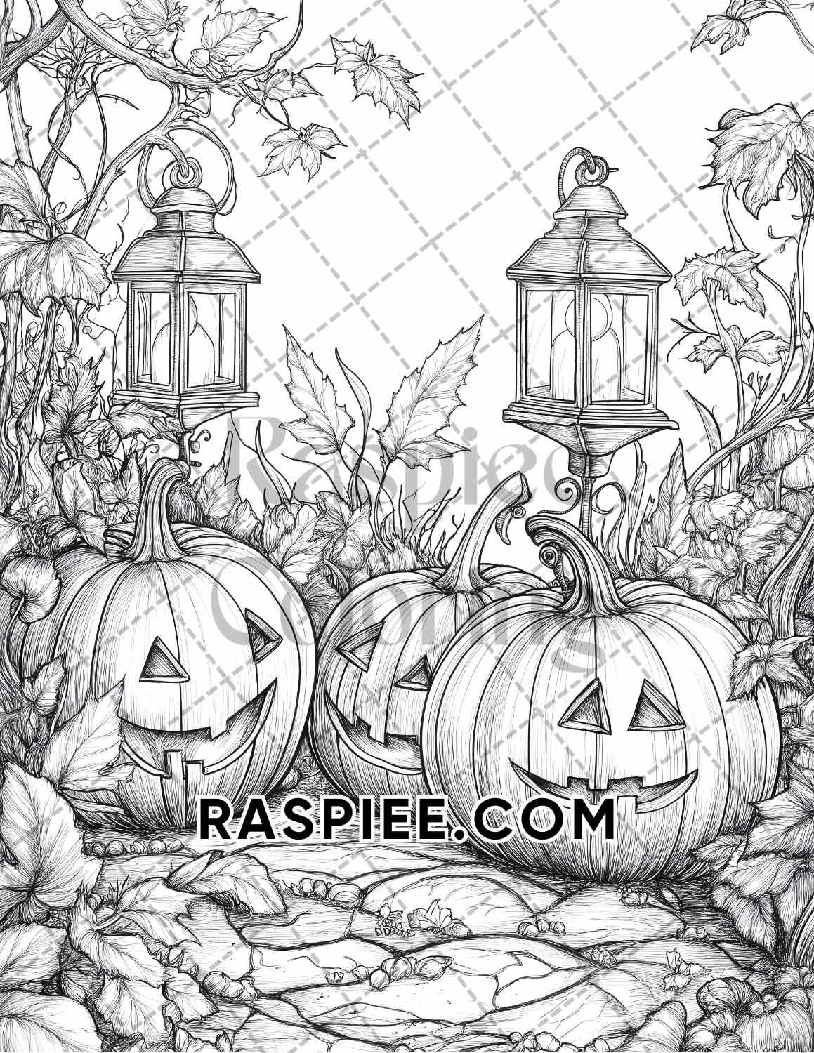 Autumn Charm Adult Coloring Pages Printable PDF Instant Download - RASPIEE