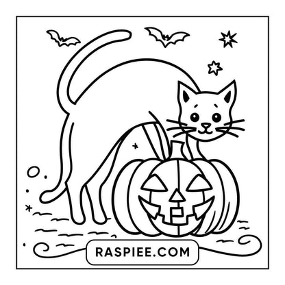 100 Bold and Easy Cute Halloween Coloring Pages Printable PDF Instant Download - RASPIEE