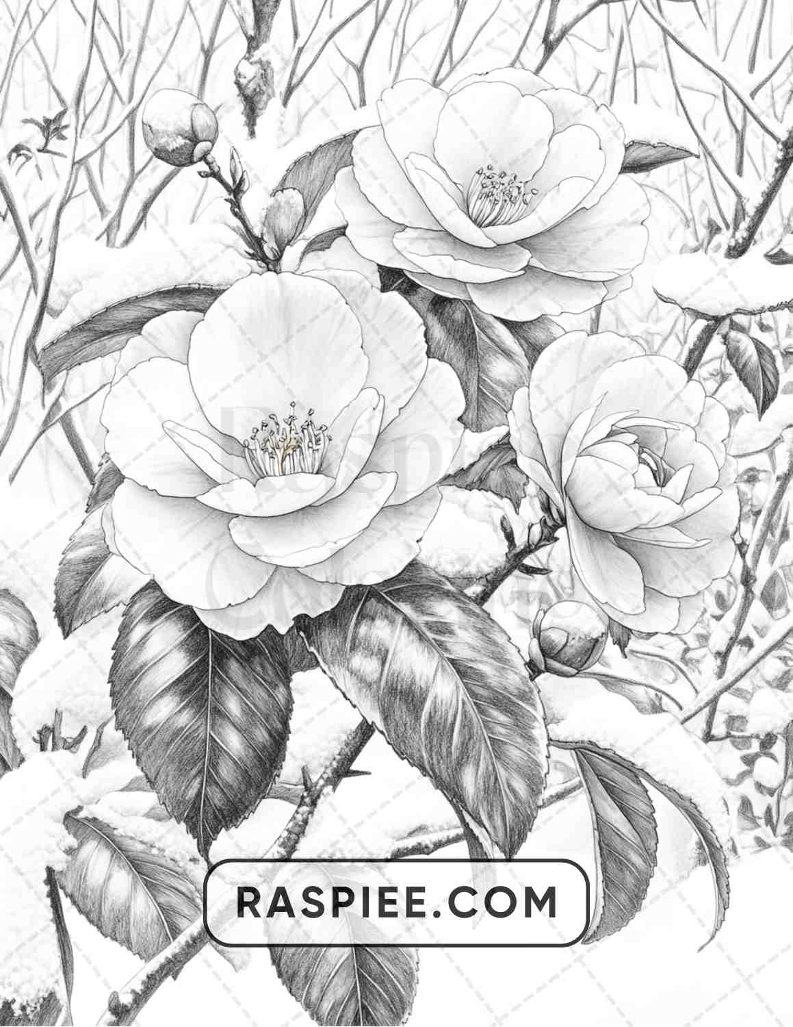 77 Winter Flowers Adult Coloring Pages