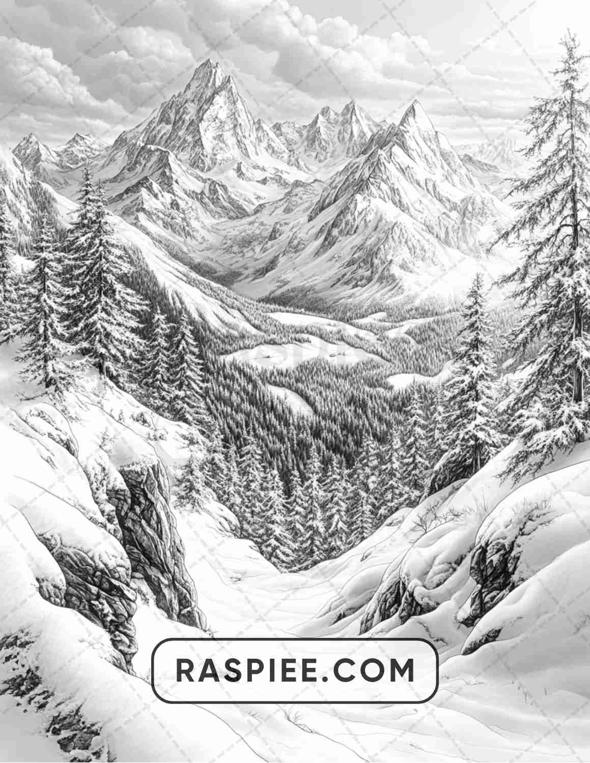 82 Winter Landscapes Adult Coloring Pages - RASPIEE