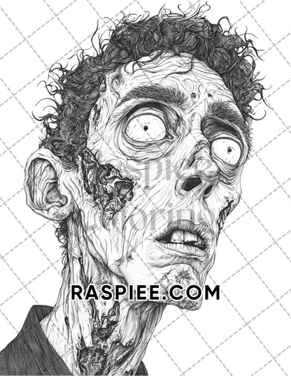 Victorian Zombies Halloween Adult Coloring Pages Printable PDF