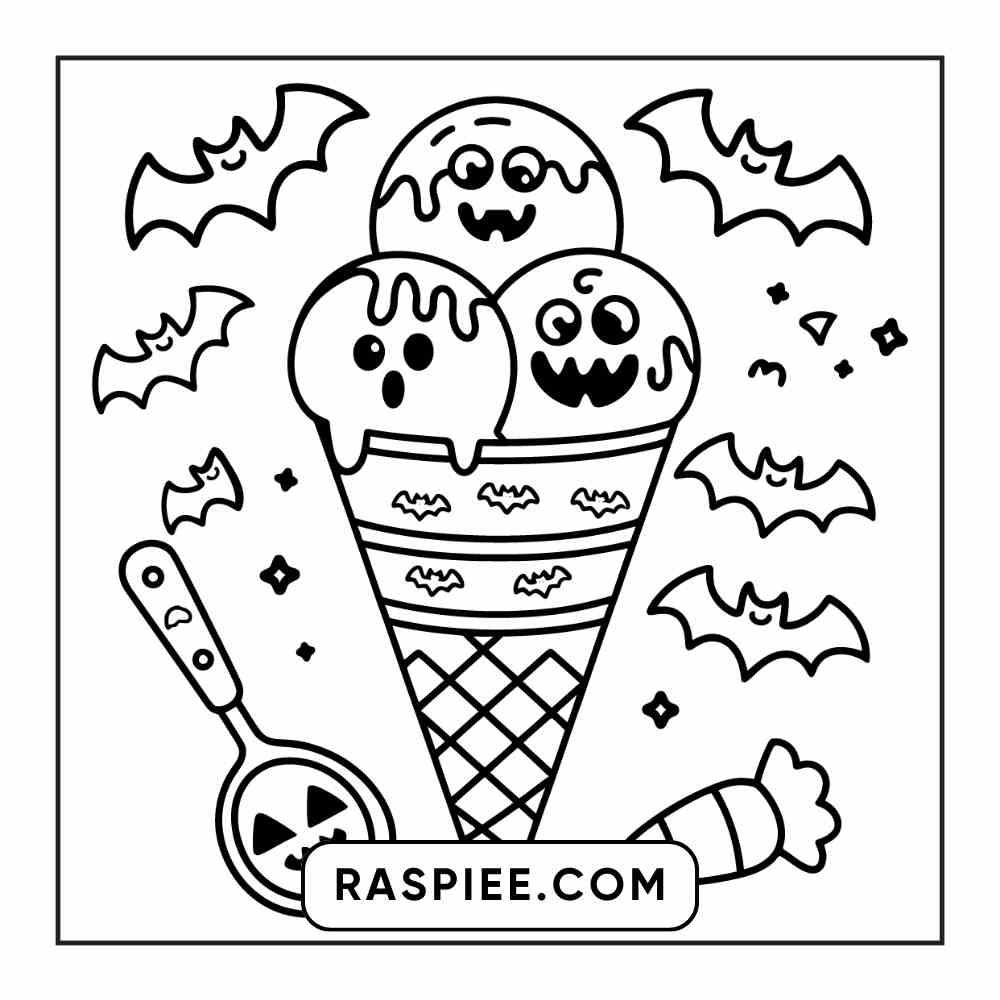 100 Bold Easy Spooky Food & Drinks Coloring Pages Printable PDF Instant Download - RASPIEE