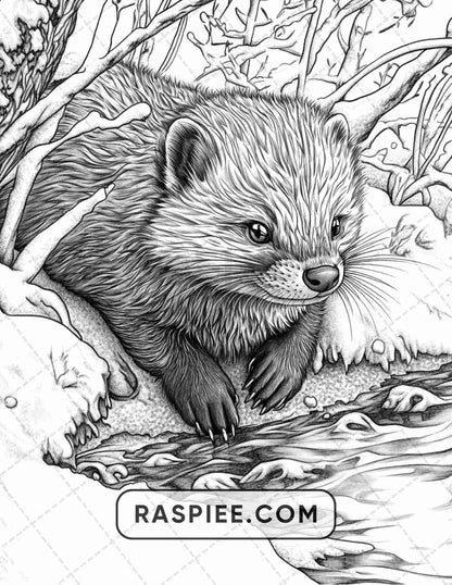 86 Winter Animals Adult Coloring Pages