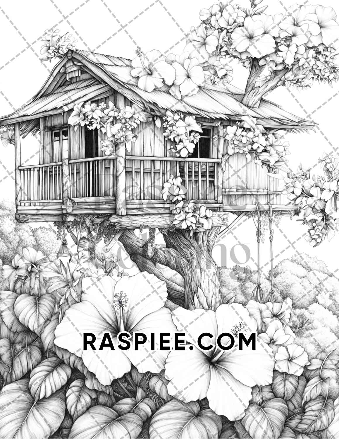 Fantasy Flower Houses Adult Coloring Pages Printable PDF Instant Download