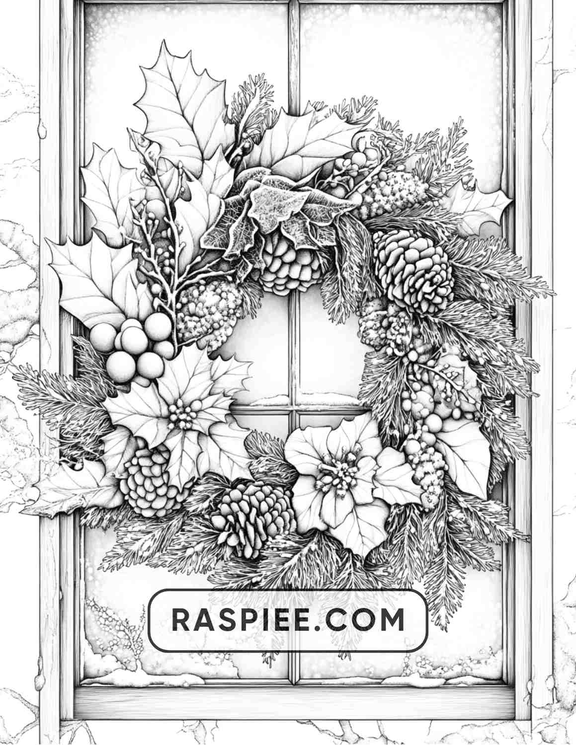 72 Christmas Wreaths Adult Coloring Pages - RASPIEE