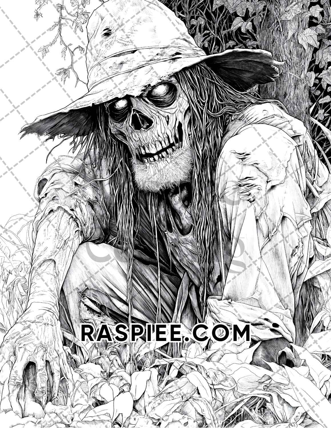 Scary Zombies Halloween Adult Coloring Pages Printable PDF Instant Download