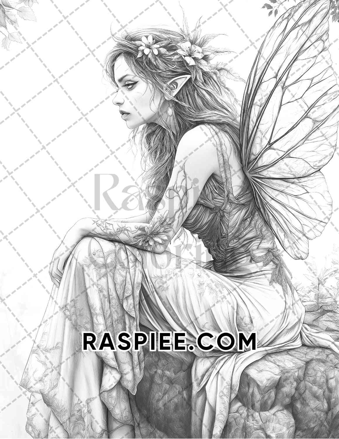 Fairy Beauties Portrait Adult Coloring Pages Printable PDF Instant Download