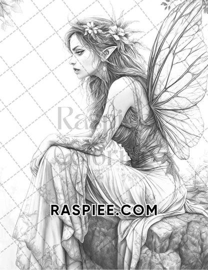 Fairy Beauties Portrait Adult Coloring Pages Printable PDF Instant Download