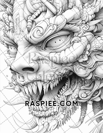 Horror Demons Halloween Adult Coloring Pages Printable PDF Instant Download