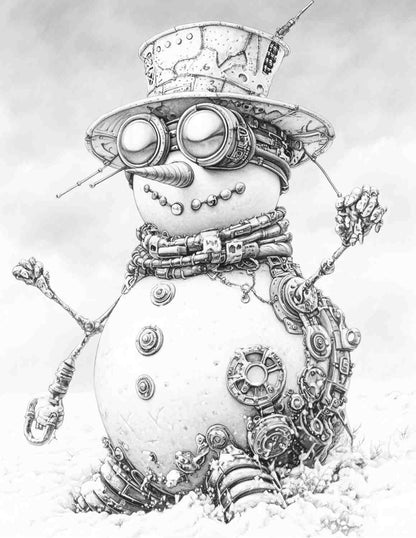 Steampunk Christmas Adult Coloring Pages Printable PDF Instant Download