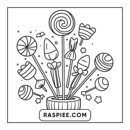 100 Bold and Easy Cute Halloween Coloring Pages Printable PDF Instant Download - RASPIEE