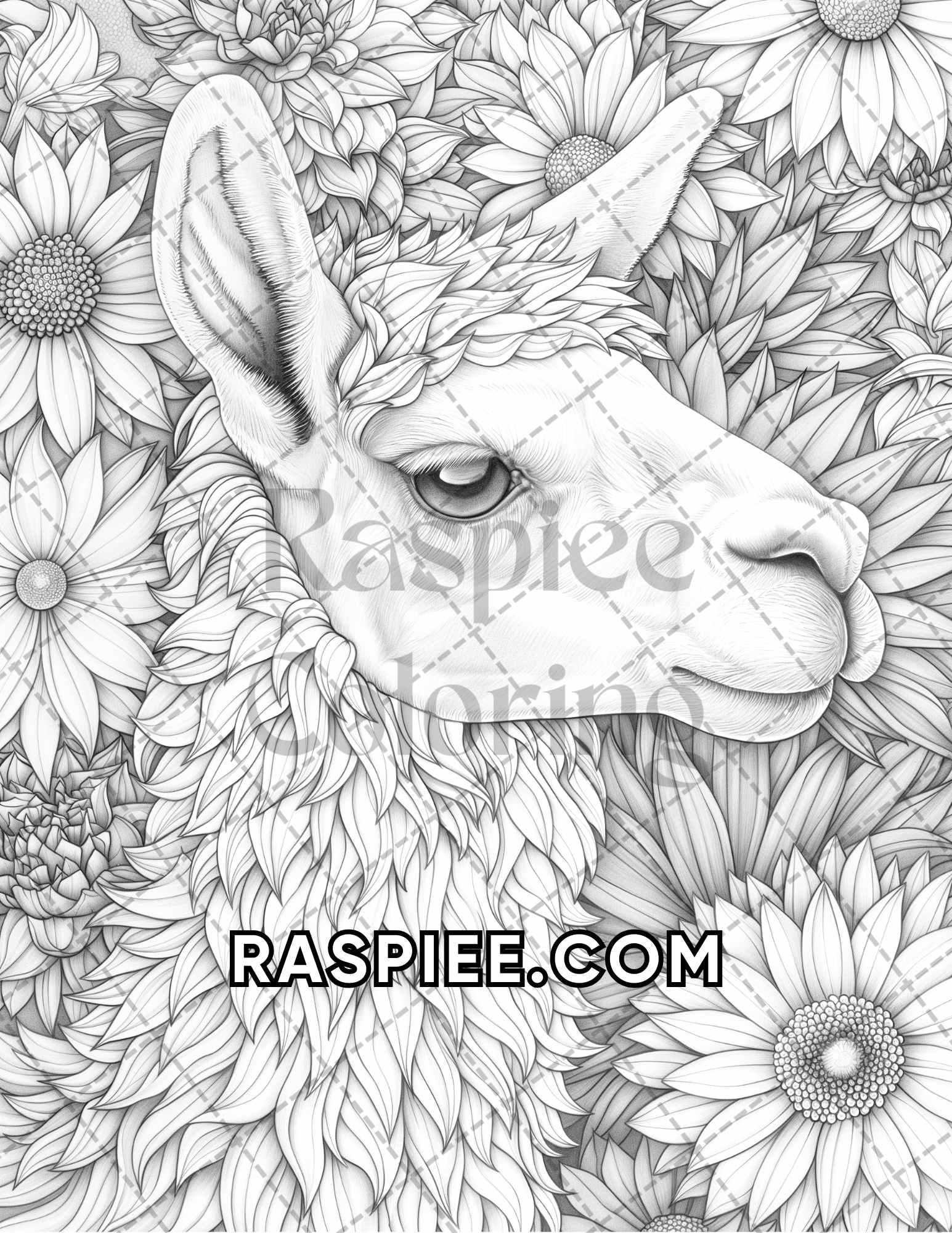 75 Animals in Flowers Grayscale Adult Coloring Pages Printable PDF Instant Download - RASPIEE