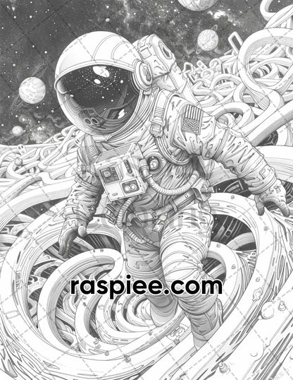 adult coloring pages, adult coloring sheets, adult coloring book pdf, adult coloring book printable, grayscale coloring pages, grayscale coloring books, astronaut coloring pages for adults, astronaut coloring book, grayscale illustration, fantasy coloring pages, fantasy coloring book
