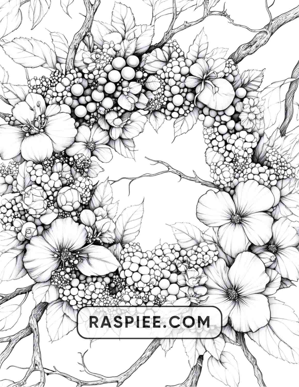 72 Christmas Wreaths Adult Coloring Pages - RASPIEE