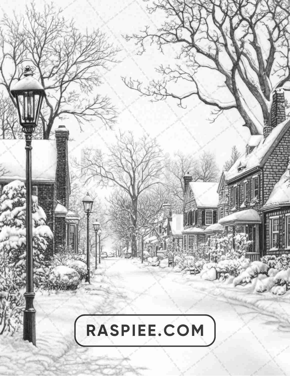 82 Winter Landscapes Adult Coloring Pages - RASPIEE