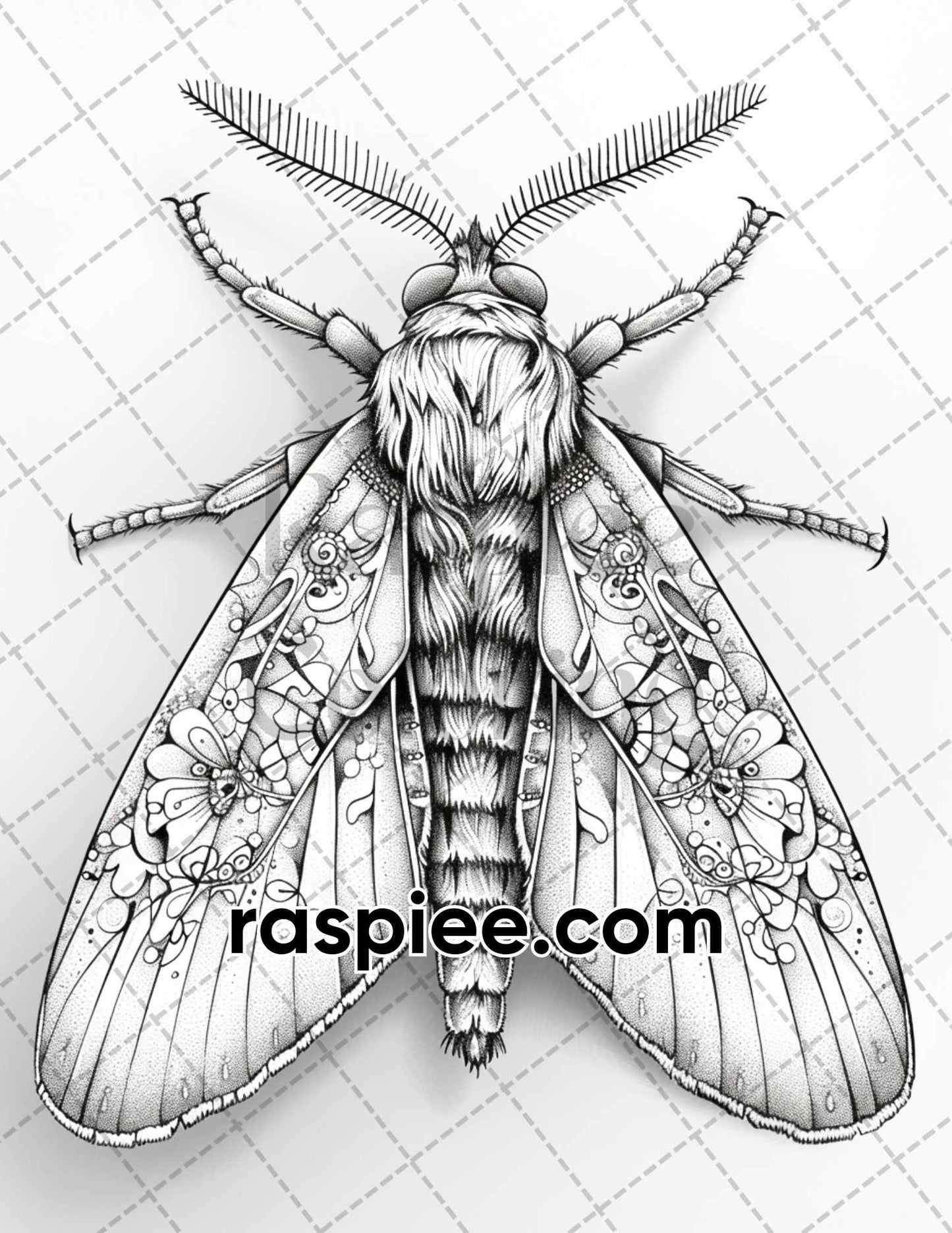 77 Butterflies and Moths Grayscale Adult Coloring Pages, Printable PDF Instant Download - RASPIEE