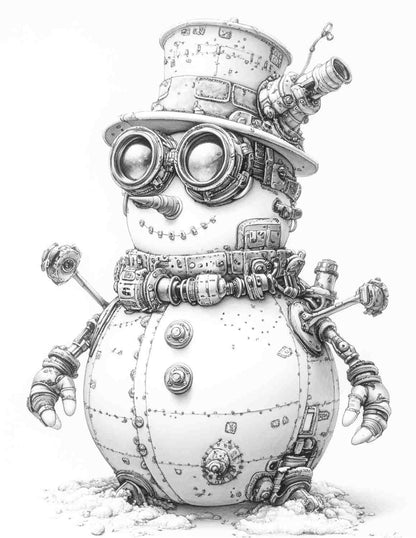 Steampunk Christmas Adult Coloring Pages Printable PDF Instant Download