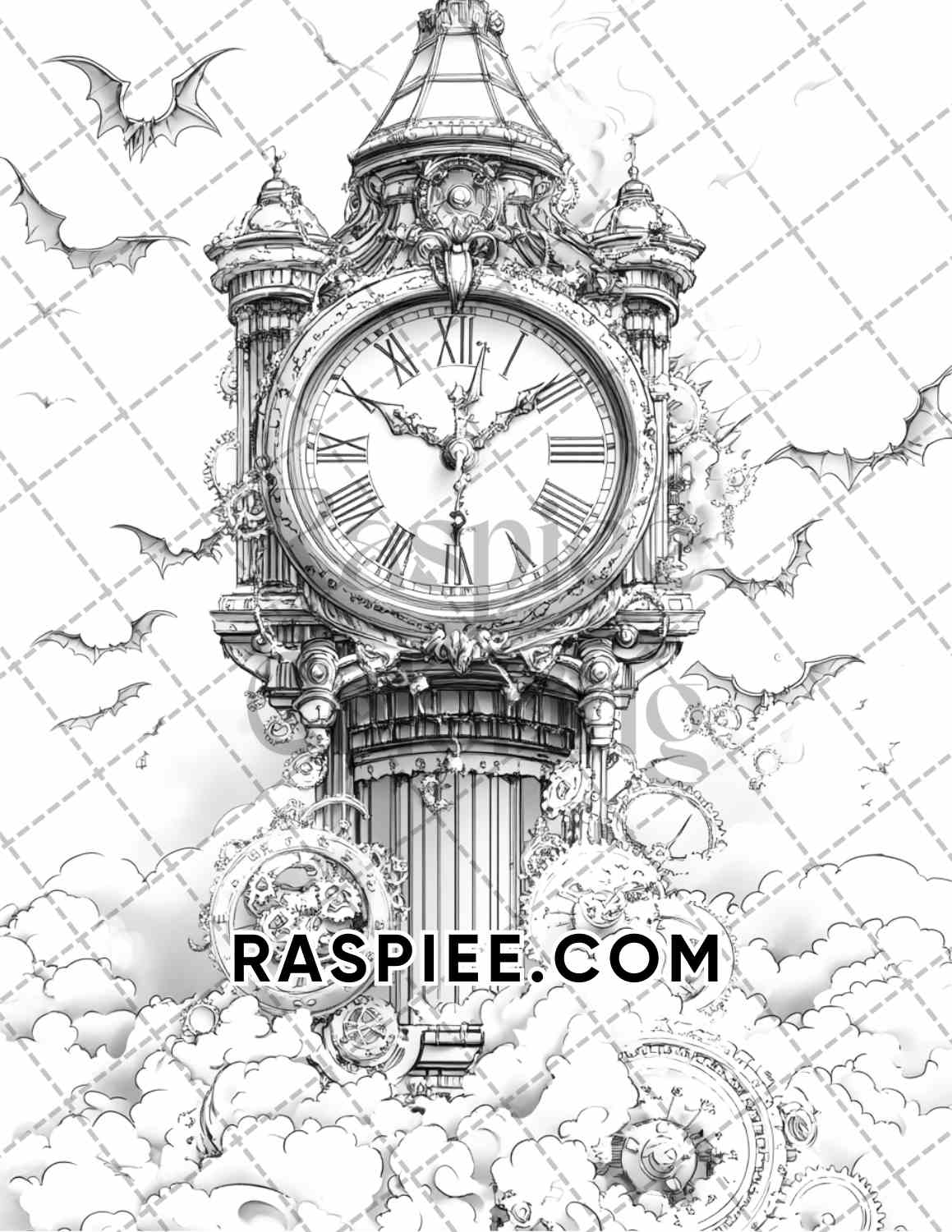 Steampunk Halloween Adult Coloring Pages Printable PDF Instant Download