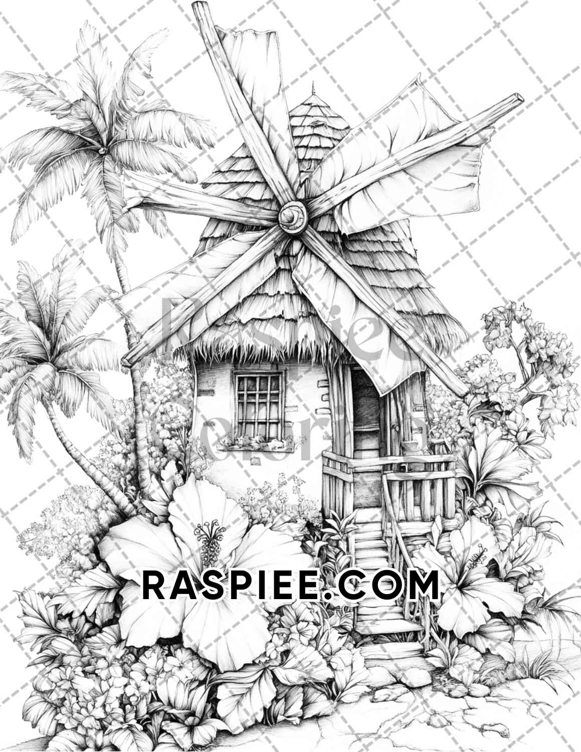 Fantasy Flower Houses Adult Coloring Pages Printable PDF Instant Download