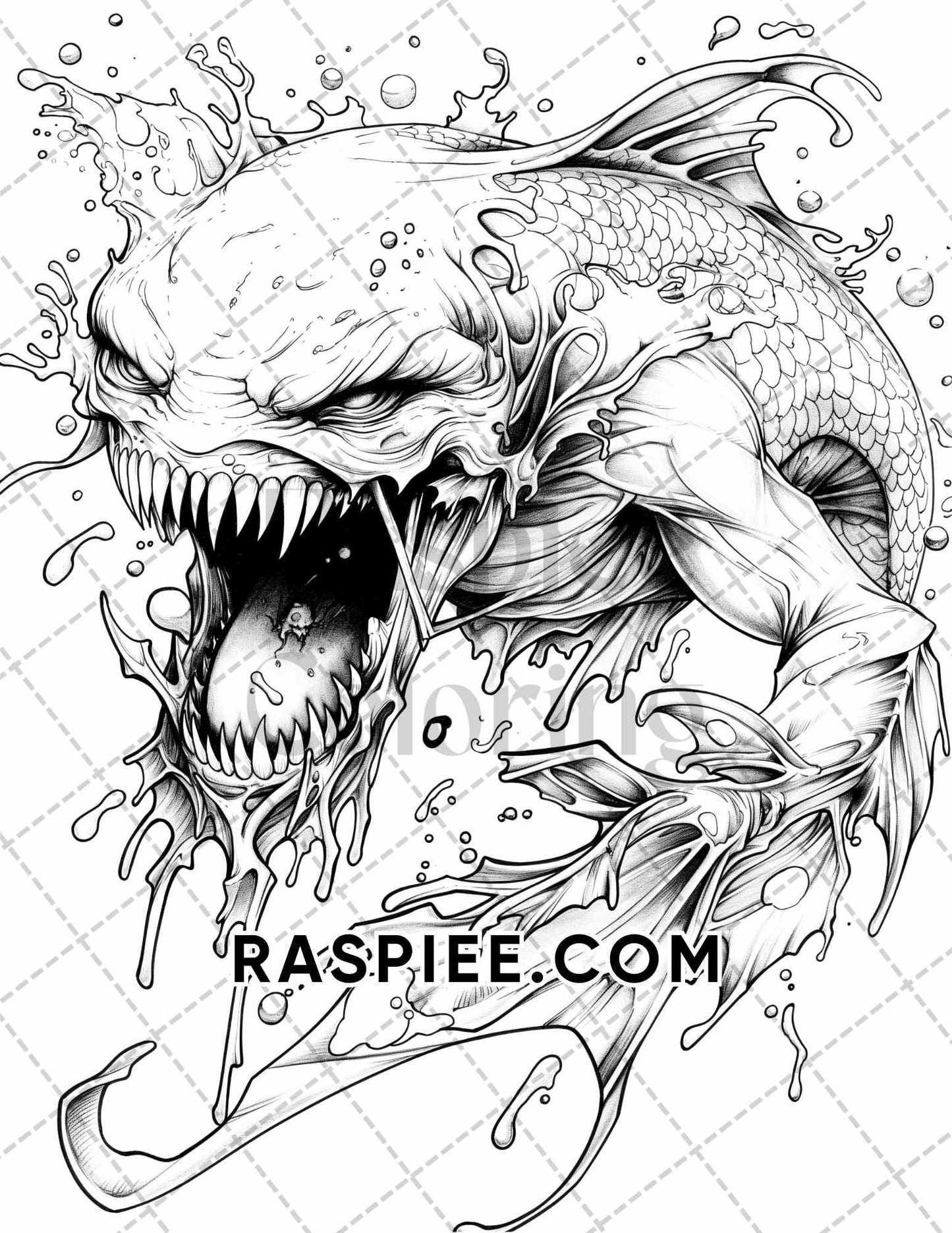 50 Spooky Monsters Halloween Adult Coloring Pages Printable PDF Instant Download - RASPIEE