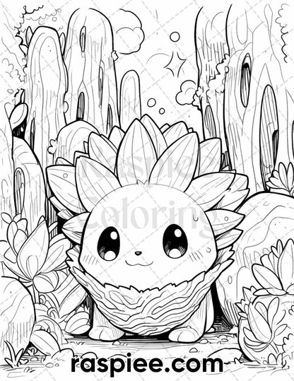 60 Cute Cactus Adventure Grayscale Coloring Pages for Adults, Printable PDF Instant Download