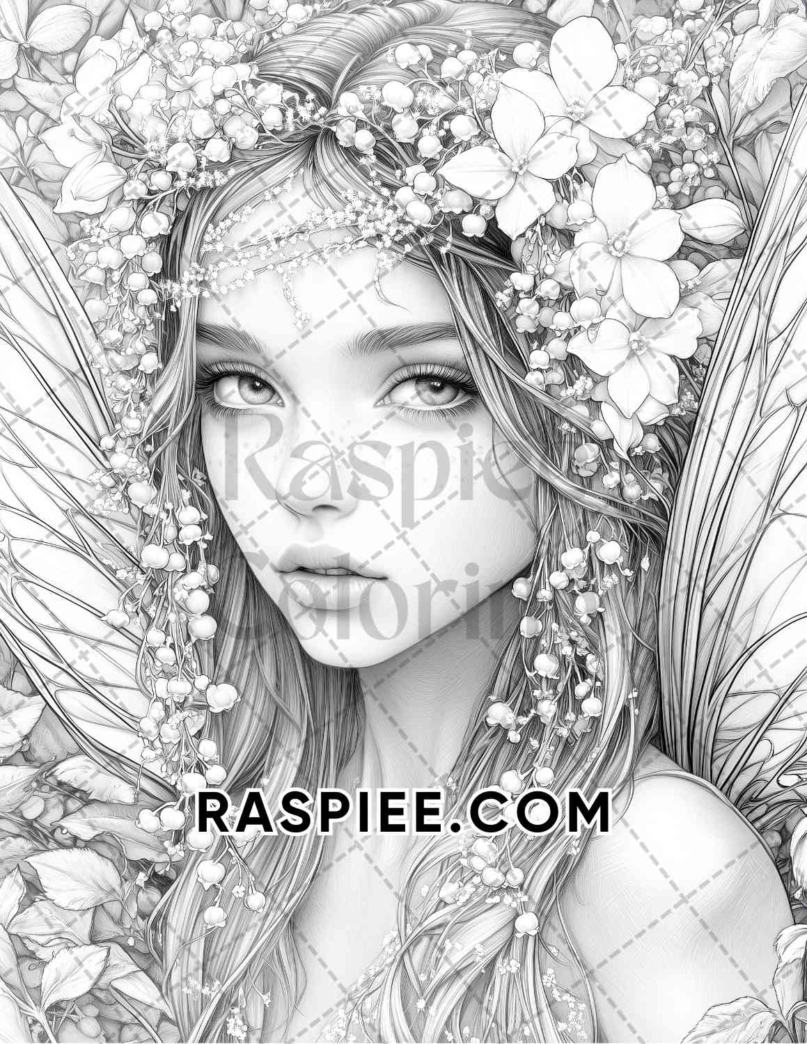 Fairy Beauties Portrait Adult Coloring Pages Printable PDF Instant Download