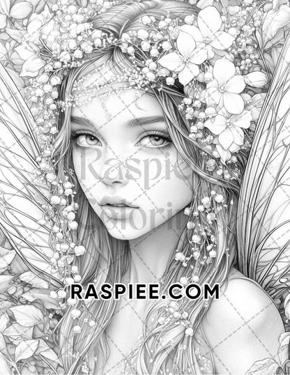 Fairy Beauties Portrait Adult Coloring Pages Printable PDF Instant Download