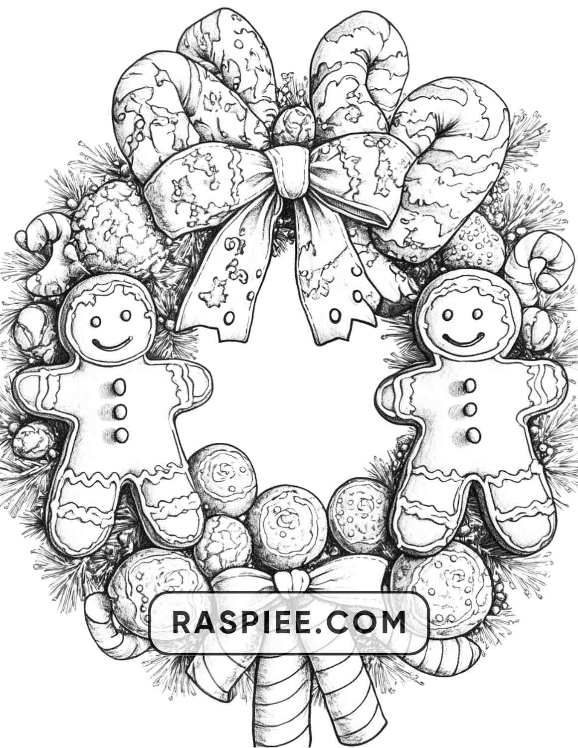 72 Christmas Wreaths Adult Coloring Pages - RASPIEE