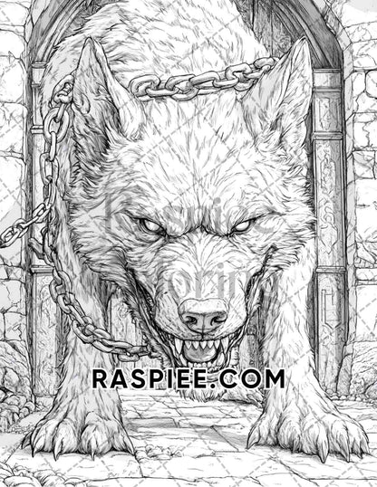 Nightmarish Creatures Halloween Adult Coloring Pages Printable PDF Instant Download