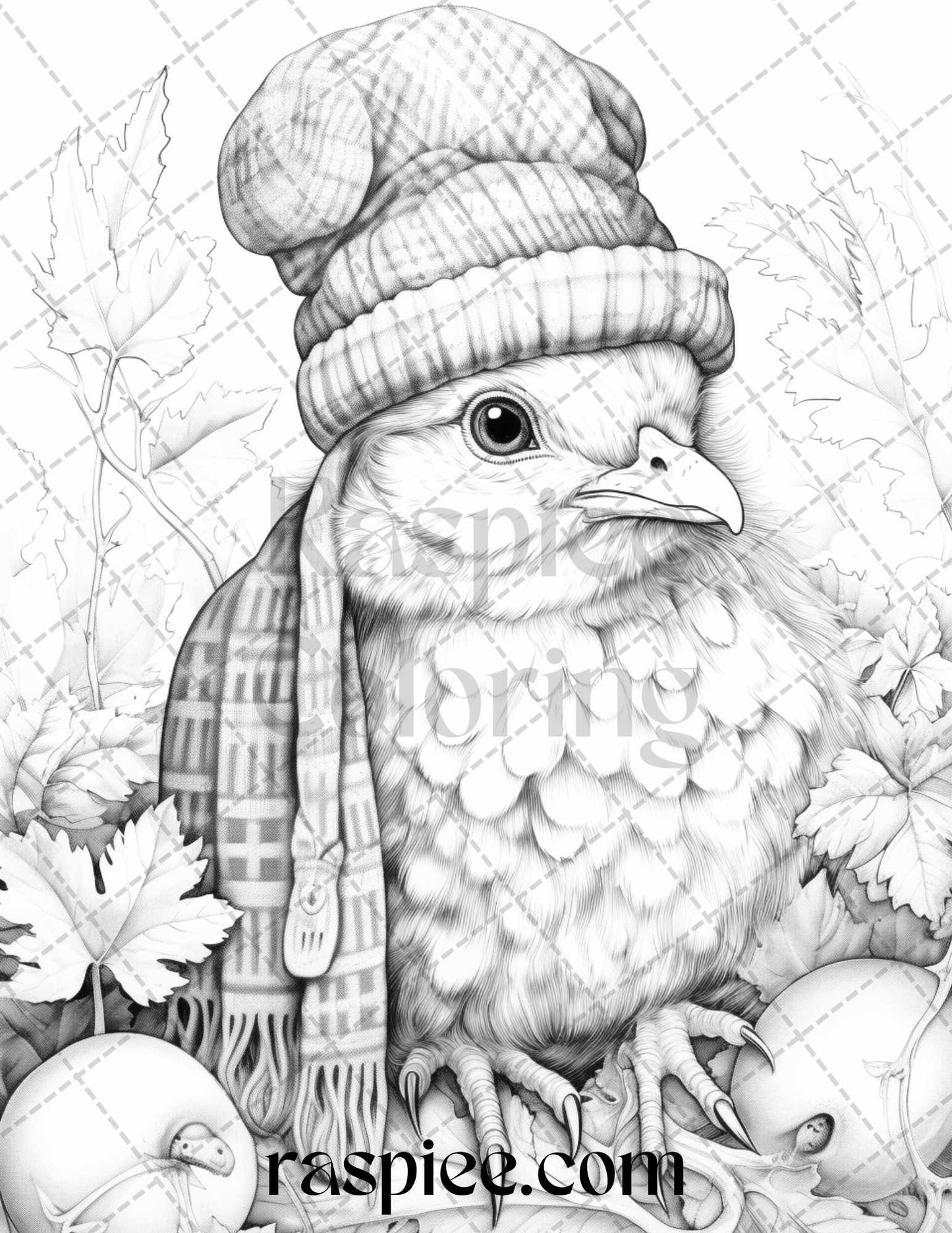 40 Cute Fall Animals Grayscale Coloring Pages Printable for Adults and Kids, PDF File Instant Download